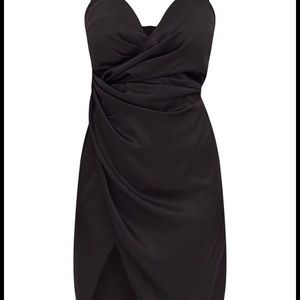 Pretty little thing black satin strappy twist